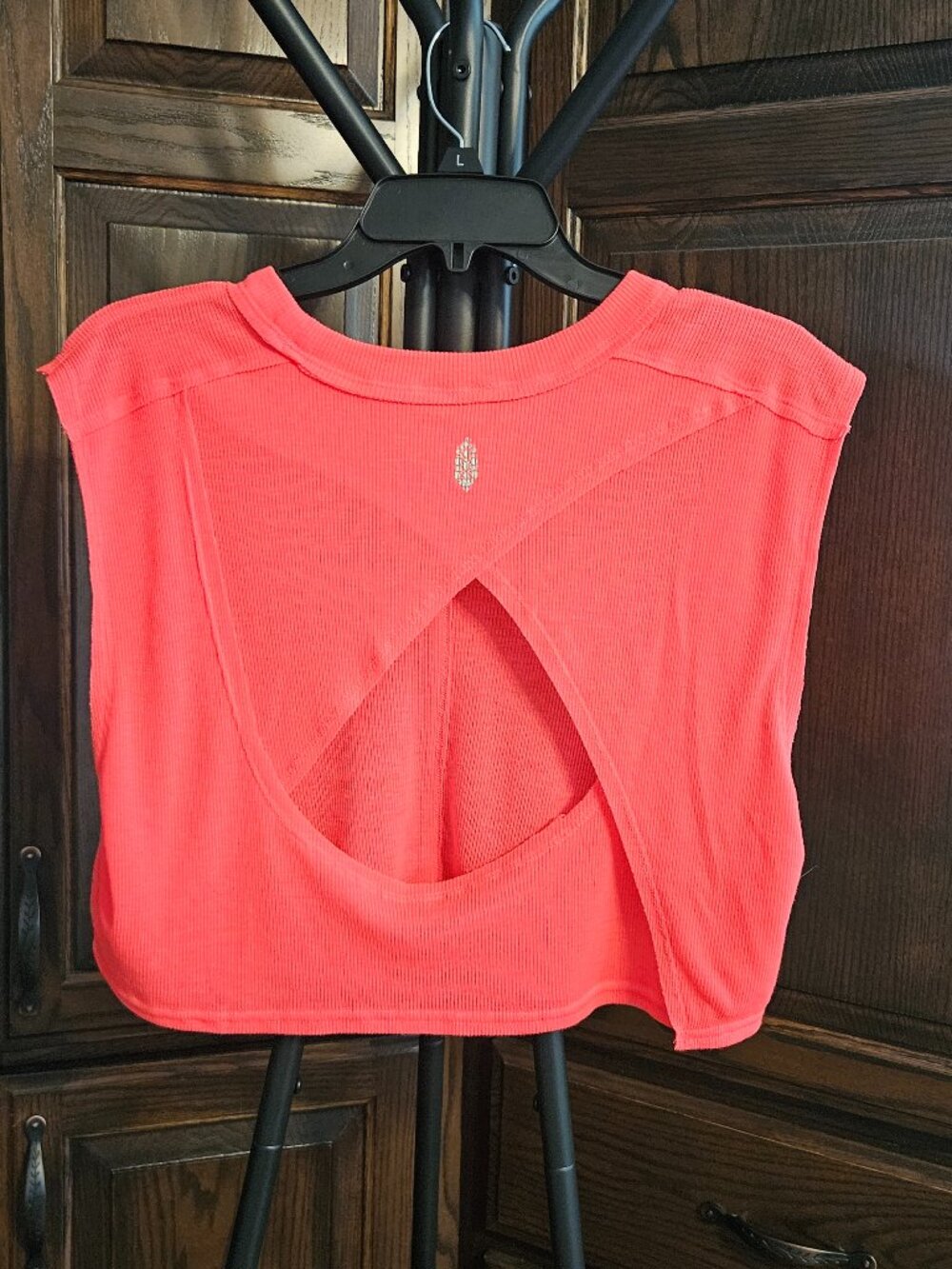 FP Movement Free People XS Neon Coral Open Back Cropped Tank Top